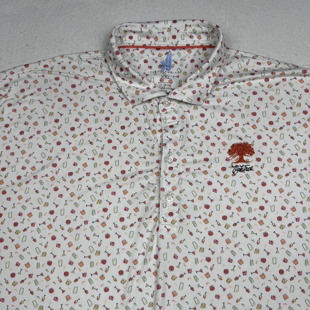 Johnnie-O Polo Mens 2XL Cocktail Print Golf Featherweight Oak Tree National - Picture 1 of 7